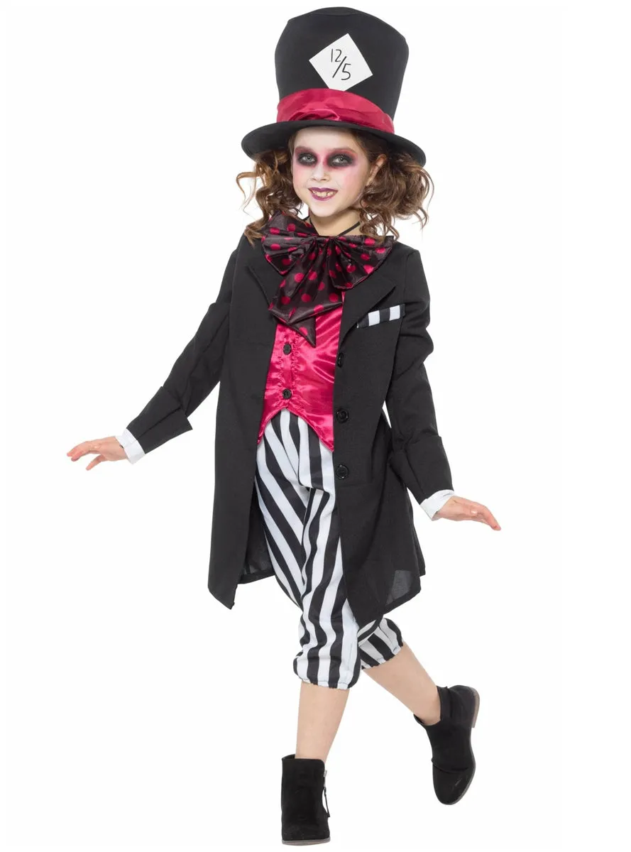 Alice In Wonderland Girls Dark Mad Hatter Costume