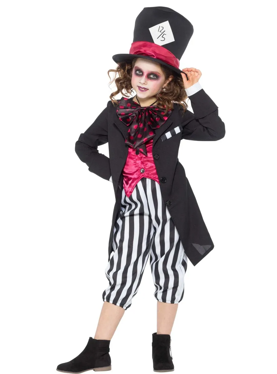 Alice In Wonderland Girls Dark Mad Hatter Costume