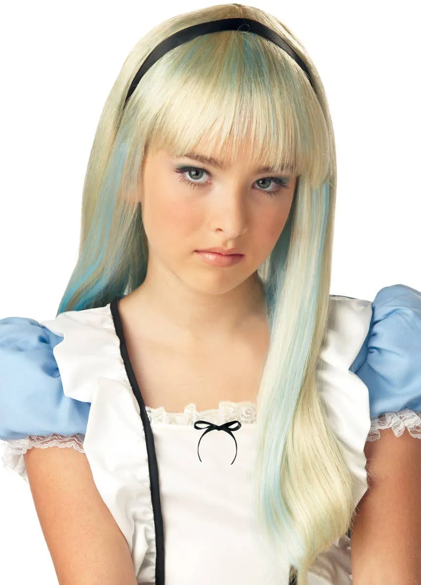 Alice in Wonderland Girls Long Blonde Costume Wig