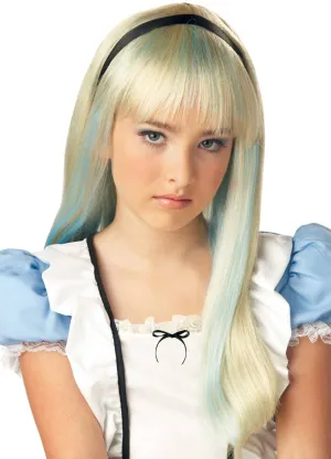 Alice in Wonderland Girls Long Blonde Costume Wig
