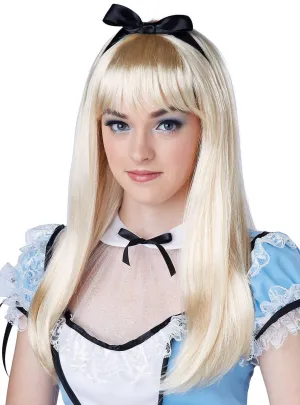 Alice in Wonderland Long Blonde Womens Costume Wig