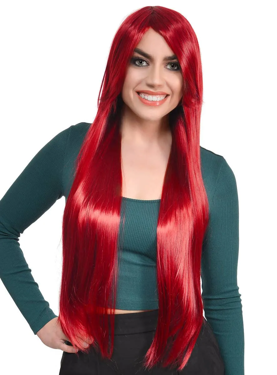 Alisa Womens Extra Long Straight Red Costume Wig