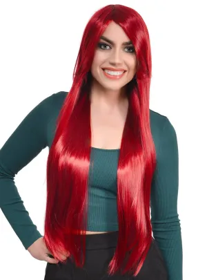 Alisa Womens Extra Long Straight Red Costume Wig