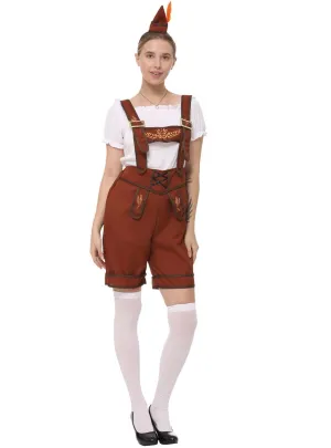 Alpine Womens Brown Lederhosen Oktoberfest Costume