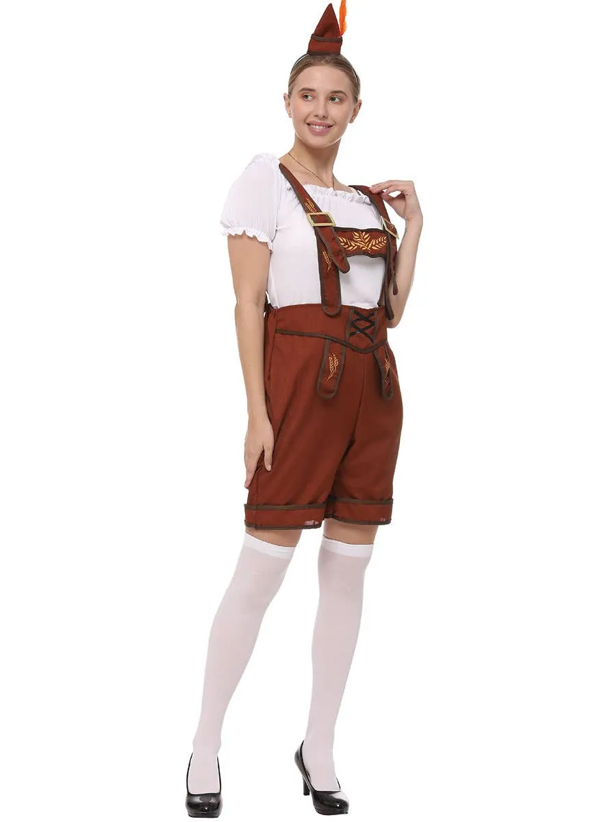 Alpine Womens Brown Lederhosen Oktoberfest Costume