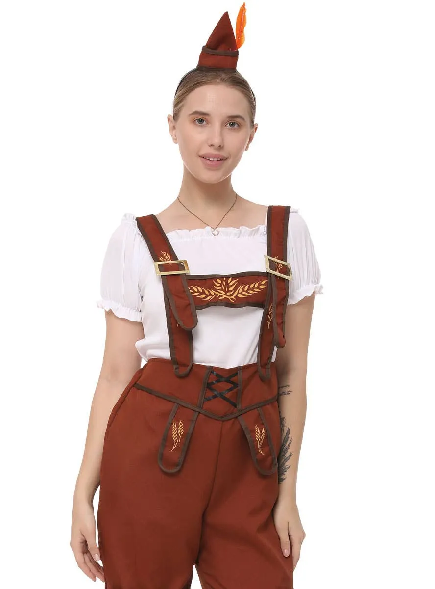 Alpine Womens Brown Lederhosen Oktoberfest Costume