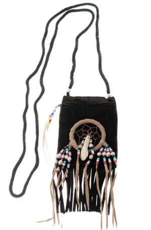 American Indian Black Suede Pouch Costume Accessory