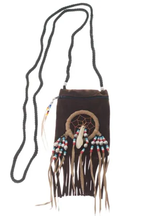 American Indian Brown Suede Pouch Costume Accessory