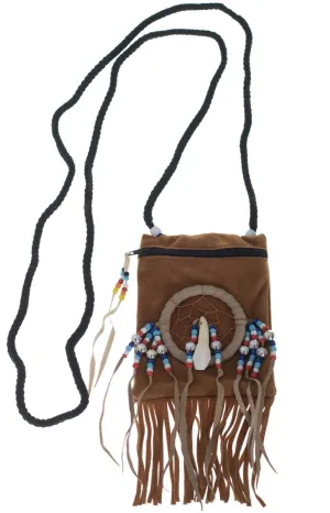 American Indian Dark Tan Suede Pouch Costume Accessory