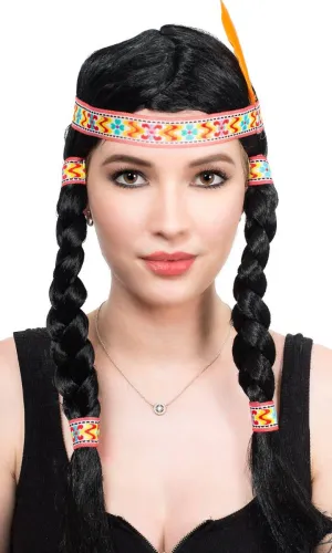 American Indian Princess Womens Black Costume Wig