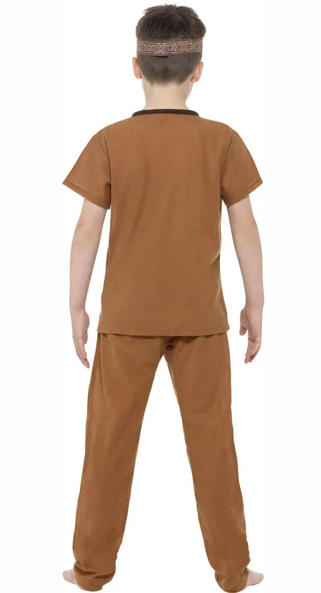American Indian Warrior Boys Fancy Dress Costume