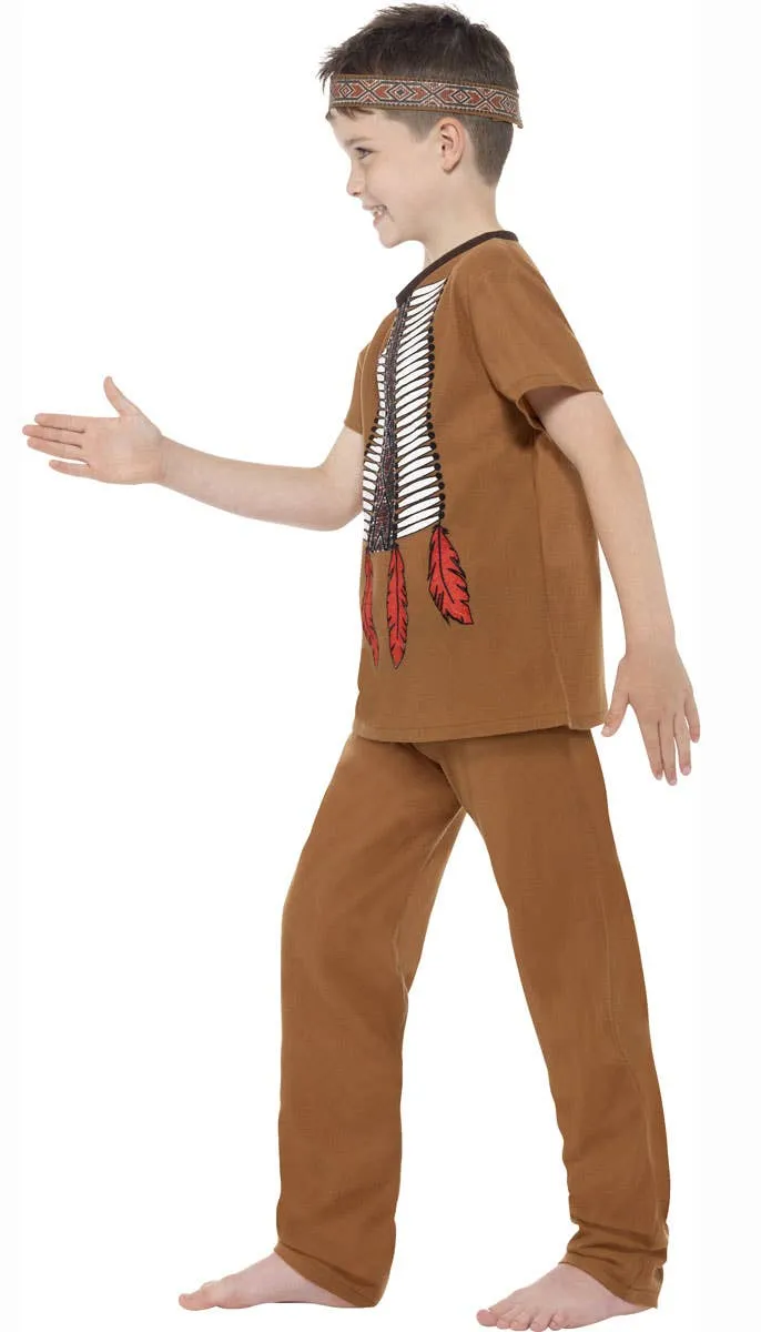 American Indian Warrior Boys Fancy Dress Costume
