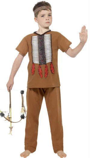 American Indian Warrior Boys Fancy Dress Costume