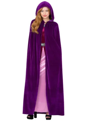 Amethyst Purple Womens Deluxe Hooded Costume Cloak