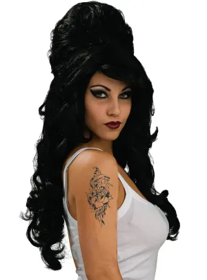 Amy Winehouse Style Black Beehive Womens Costume Wig
