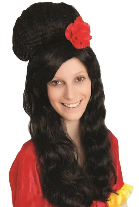 Amy Winehouse Womens Long Black Wig