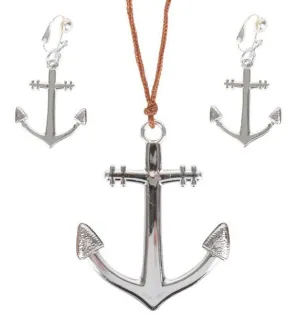 Anchor Necklace and Earrings Jewellery Set