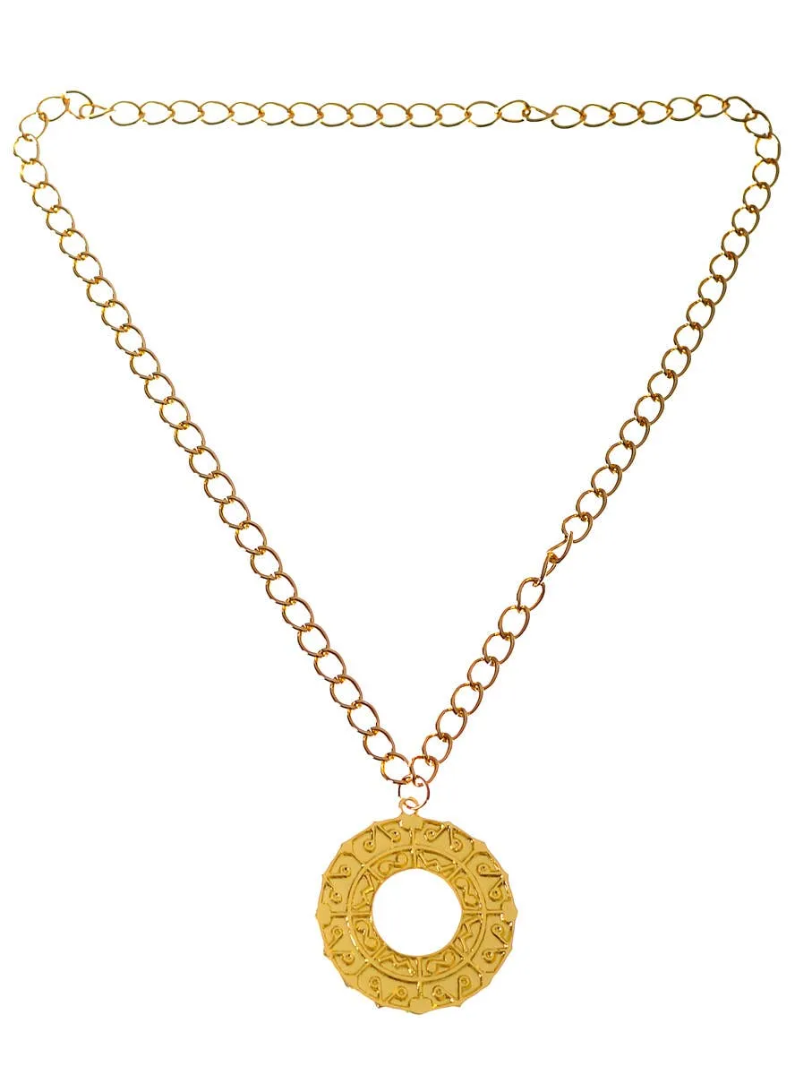 Ancient Greek God Gold Medallion Costume Necklace