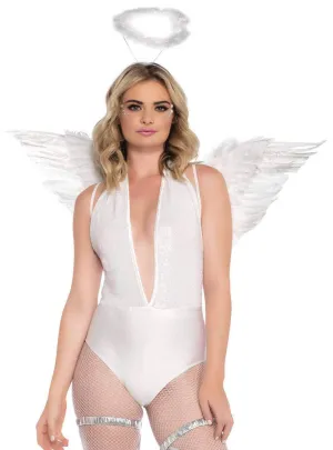 Angel White Feather Wings and Halo
