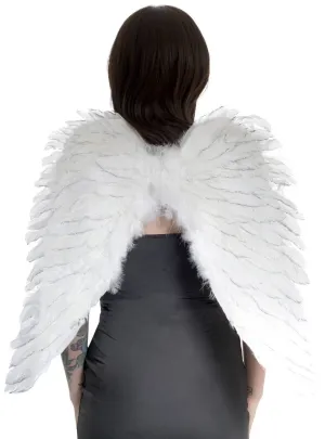 Angel White Feather Wings with Silver Glitter