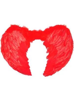 Angelic 60cm Red Feather Costume Wings