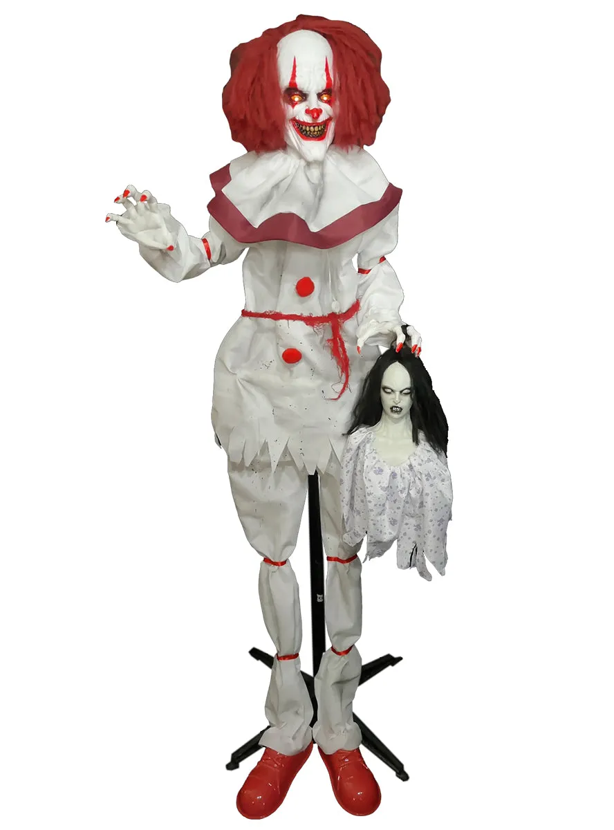 Animated 170cm Standing Evil Clown Halloween Decoration