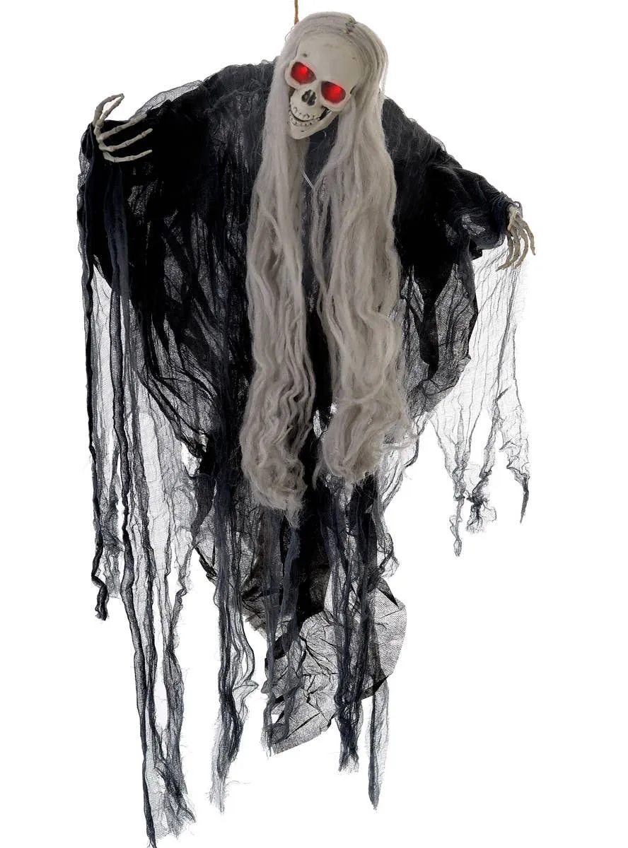 Animated Halloween Skeleton with Glowing Red Eyes Prop