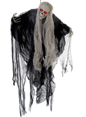 Animated Halloween Skeleton with Glowing Red Eyes Prop