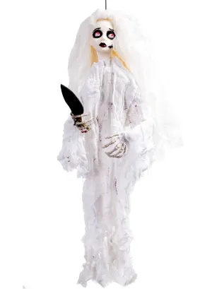 Animated Hanging Bride with Knife Halloween Decoration