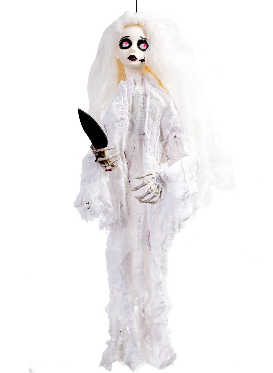 Animated Hanging Bride with Knife Halloween Decoration