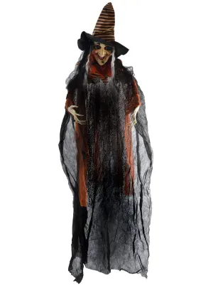 Animated Hanging Orange Witch Halloween Decoration