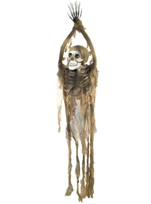 Animated Hanging Skeleton Torso Halloween Decoration with Lights