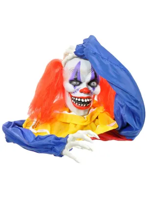 Animated Head Raising Evil Clown Halloween Decoration