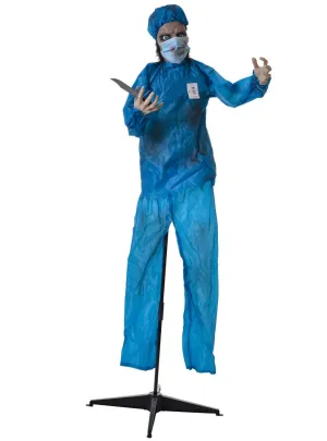 Animated Life Size Crazy Surgeon with Knife Halloween Decoration