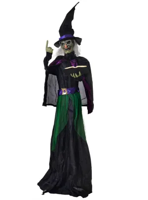 Animated Life Size Witch Holding Spell Book Halloween Decoration with Lights