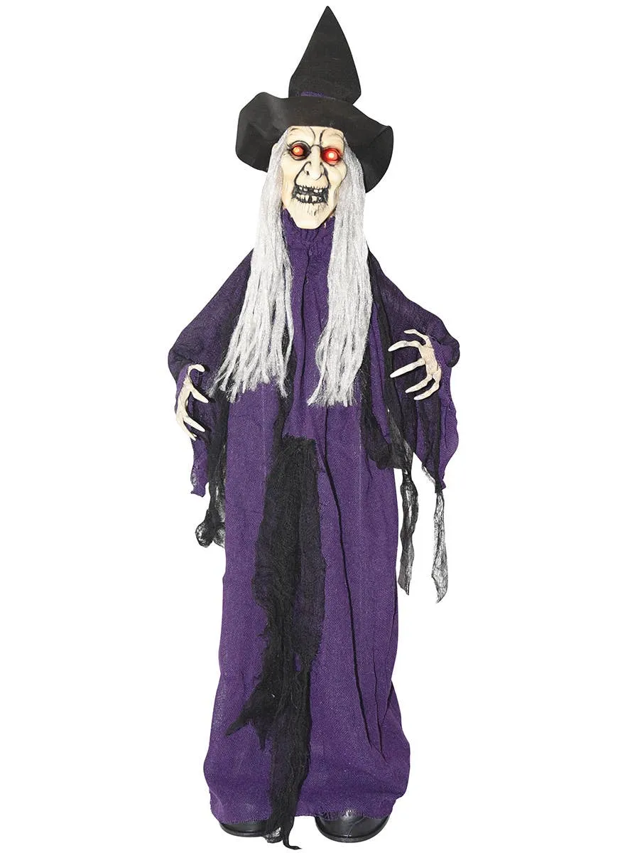 Animated Purple Witch Halloween Decoration with Lights and Sounds