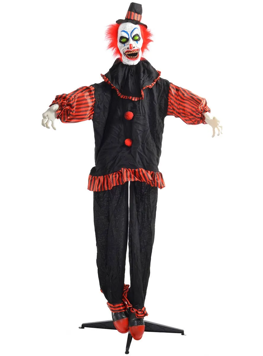 Animated Standing Red and Black Clown Halloween Decoration