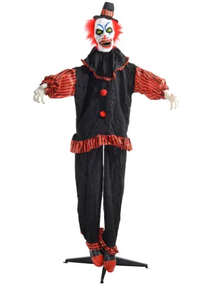 Animated Standing Red and Black Clown Halloween Decoration