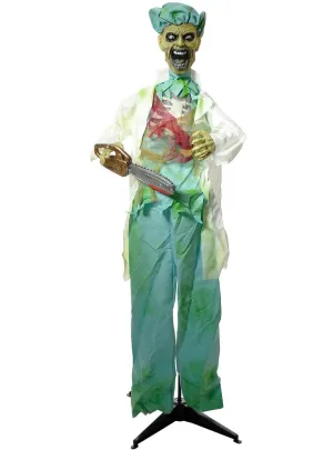 Animated Standing Zombie Surgeon Halloween Decoration