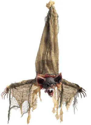 Animated Upside Down Hanging Bat Halloween Decoration with Sounds