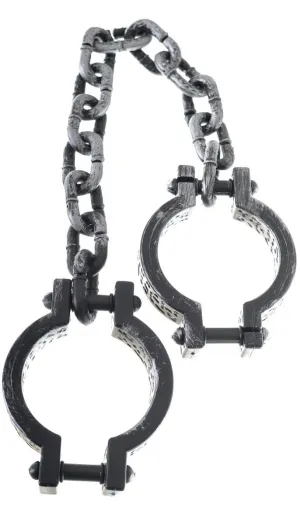 Ankle Shackles Black and Silver Chain Medieval Costume Accessory