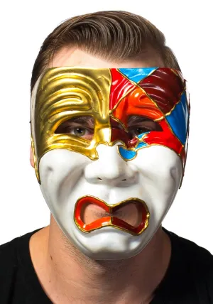 Antique Cream Full Face Tragedy Masquerade Mask