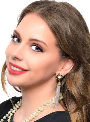 Antique Gold Long 1920s Gatsby Flapper Costume Earrings