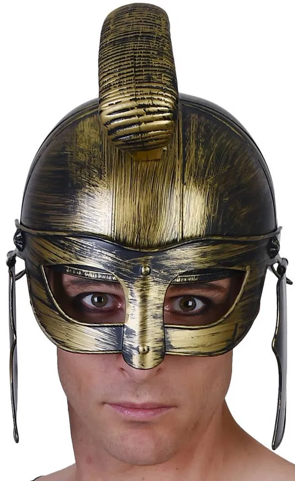 Antique Gold Roman Gladiator Costume Helmet
