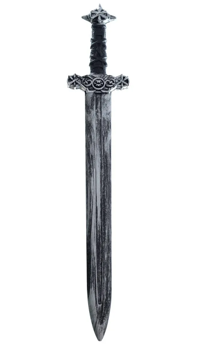 Antique Look Medieval Black Handled Silver Costume Sword