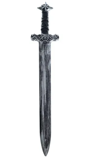 Antique Look Medieval Black Handled Silver Costume Sword