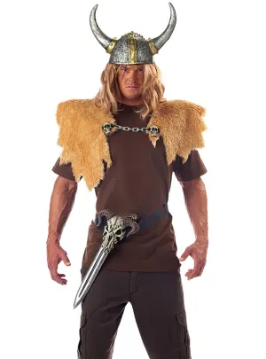 Antique Silver Horned Latex Viking Costume Helmet