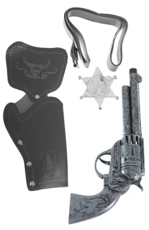 Antique Silver Wild West Cowboy Accessory Kit