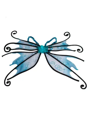 Aqua and Black Curly Fairy Wings