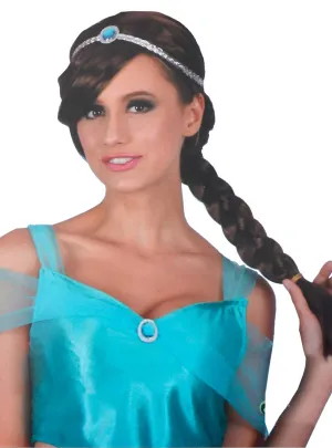Arabian Princess Womens Brown Side Braid Costume Wig